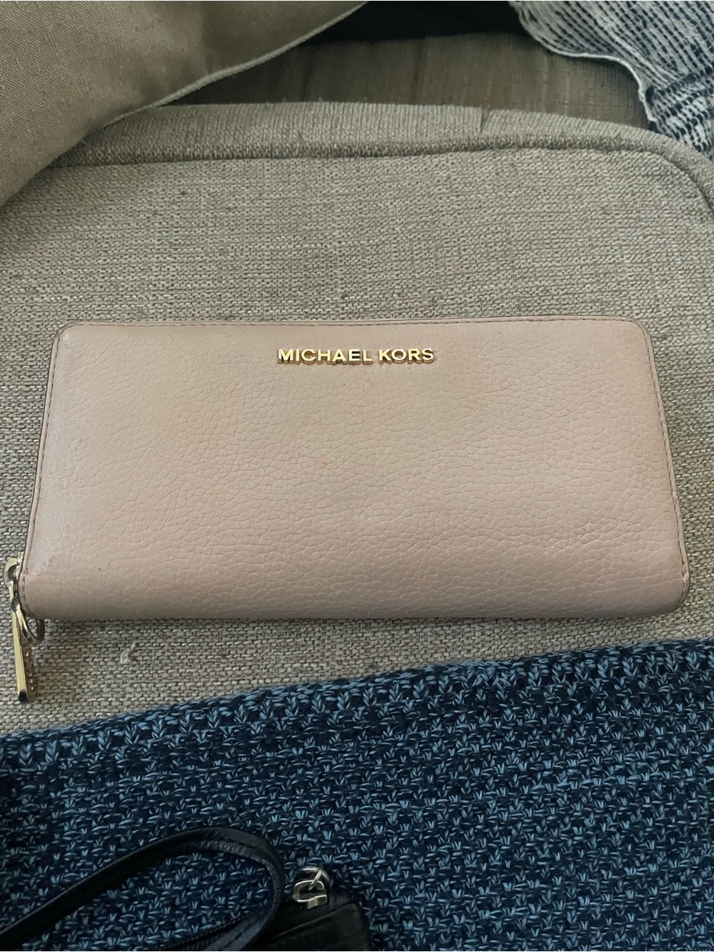 Michael Kors Pink Leather Zip-Around Wallet with Gold Logo